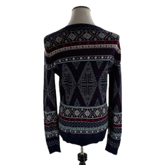 Merona Women's Geometric Nordic Tight-Knit Long Sleeve Button Front Sweater Sz L - Picture 3 of 5